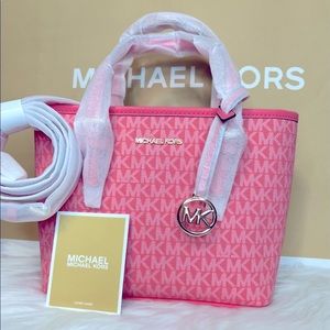 Michael Kors Purse Jet Set Travel Extra-Small Logo Top-Zip Tote Bag